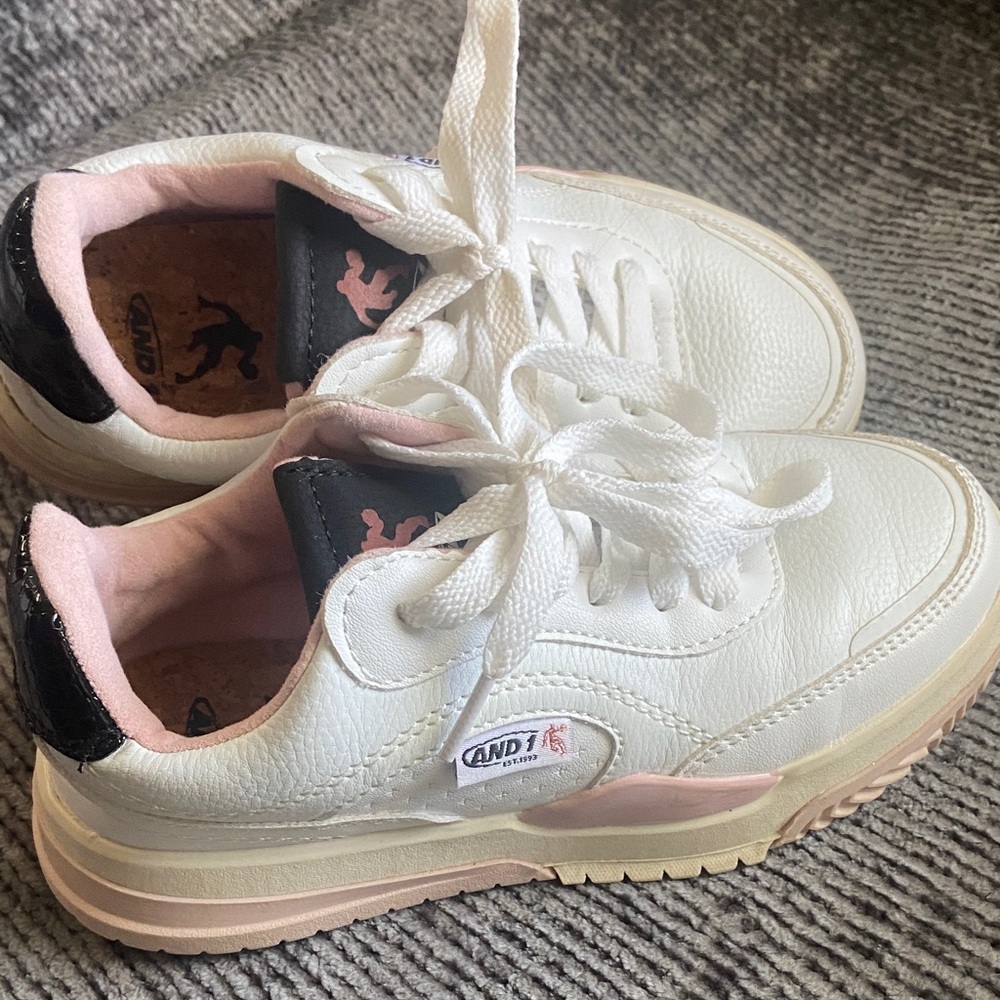 AND1 White and Light Pink Sneakers